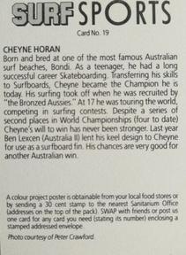1985 Weet-Bix Surf Sports #19 Cheyne Horan Back